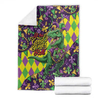 Funny Mardi Gras T-Rex Dinosaur Blanket Let The Good Times Roll - Wonder Print Shop