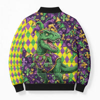 Funny Mardi Gras T-Rex Dinosaur Bomber Puffer Jacket Let The Good Times Roll - Wonder Print Shop