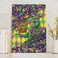Funny Mardi Gras T-Rex Dinosaur Canvas Wall Art Let The Good Times Roll - Wonder Print Shop
