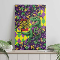 Funny Mardi Gras T-Rex Dinosaur Canvas Wall Art Let The Good Times Roll - Wonder Print Shop