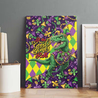 Funny Mardi Gras T-Rex Dinosaur Canvas Wall Art Let The Good Times Roll - Wonder Print Shop