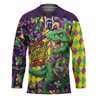 Funny Mardi Gras T-Rex Dinosaur Hockey Jersey Let The Good Times Roll - Wonder Print Shop