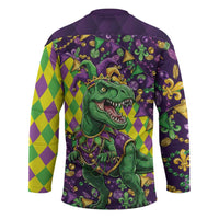 Funny Mardi Gras T-Rex Dinosaur Hockey Jersey Let The Good Times Roll - Wonder Print Shop