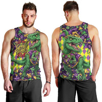 Funny Mardi Gras T-Rex Dinosaur Men Tank Top Let The Good Times Roll - Wonder Print Shop