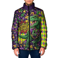 Funny Mardi Gras T-Rex Dinosaur Padded Jacket Let The Good Times Roll - Wonder Print Shop