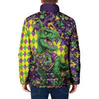 Funny Mardi Gras T-Rex Dinosaur Padded Jacket Let The Good Times Roll - Wonder Print Shop