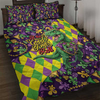 Funny Mardi Gras T-Rex Dinosaur Quilt Bed Set Let The Good Times Roll - Wonder Print Shop