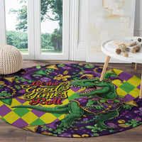 Funny Mardi Gras T-Rex Dinosaur Round Carpet Let The Good Times Roll - Wonder Print Shop