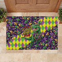 Funny Mardi Gras T-Rex Dinosaur Rubber Doormat Let The Good Times Roll - Wonder Print Shop