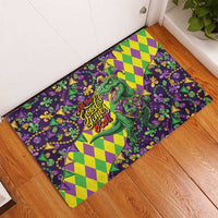 Funny Mardi Gras T-Rex Dinosaur Rubber Doormat Let The Good Times Roll - Wonder Print Shop