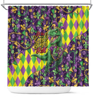 Funny Mardi Gras T-Rex Dinosaur Shower Curtain Let The Good Times Roll - Wonder Print Shop