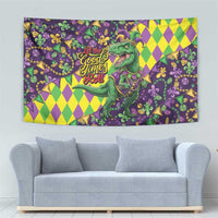 Funny Mardi Gras T-Rex Dinosaur Tapestry Let The Good Times Roll - Wonder Print Shop