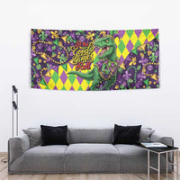 Funny Mardi Gras T-Rex Dinosaur Tapestry Let The Good Times Roll - Wonder Print Shop