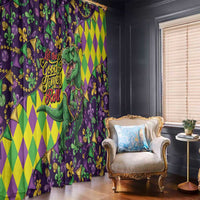 Funny Mardi Gras T-Rex Dinosaur Window Curtain Let The Good Times Roll - Wonder Print Shop