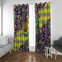 Funny Mardi Gras T-Rex Dinosaur Window Curtain Let The Good Times Roll - Wonder Print Shop