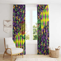 Funny Mardi Gras T-Rex Dinosaur Window Curtain Let The Good Times Roll - Wonder Print Shop