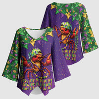 Funny Crawfish Carnival Kimono Sleeve Blouse It's Mardi Gras Bruh - Wonder Print Shop