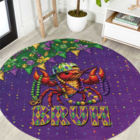 Funny Crawfish Carnival Round Carpet It's Mardi Gras Bruh - Wonder Print Shop