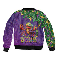 Funny Crawfish Carnival Sleeve Zip Bomber Jacket It's Mardi Gras Bruh - Wonder Print Shop