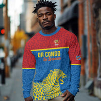 Custom World Football 2026 DR Congo Long Sleeve Shirt Roar of Les Leopards