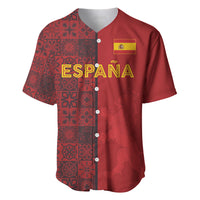 Custom World Football 2026 Spain Baseball Jersey Spanish Lion Azulejo Pattern