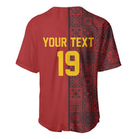Custom World Football 2026 Spain Baseball Jersey Spanish Lion Azulejo Pattern