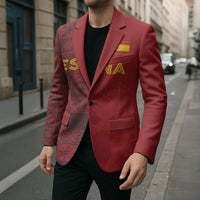 Custom World Football 2026 Spain Blazer Spanish Lion Azulejo Pattern