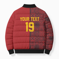 Custom World Football 2026 Spain Bomber Puffer Jacket Spanish Lion Azulejo Pattern