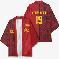 Custom World Football 2026 Spain Kimono Spanish Lion Azulejo Pattern