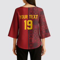 Custom World Football 2026 Spain Kimono Sleeve Blouse Spanish Lion Azulejo Pattern