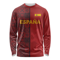 Custom World Football 2026 Spain Long Sleeve Shirt Spanish Lion Azulejo Pattern