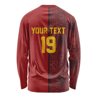 Custom World Football 2026 Spain Long Sleeve Shirt Spanish Lion Azulejo Pattern