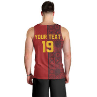 Custom World Football 2026 Spain Men Tank Top Spanish Lion Azulejo Pattern