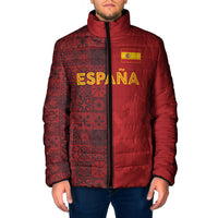 Custom World Football 2026 Spain Padded Jacket Spanish Lion Azulejo Pattern