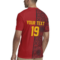 Custom World Football 2026 Spain Rugby Jersey Spanish Lion Azulejo Pattern