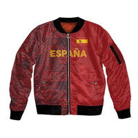 Custom World Football 2026 Spain Sleeve Zip Bomber Jacket Spanish Lion Azulejo Pattern