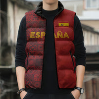 Custom World Football 2026 Spain Sleeveless Puffer Jacket Spanish Lion Azulejo Pattern
