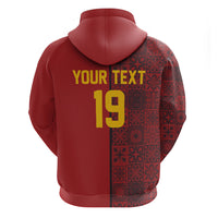 Custom World Football 2026 Spain Zip Hoodie Spanish Lion Azulejo Pattern