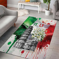 Italy Pisa Tower Area Rug White Lily With Flag Style - Wonder Print Shop