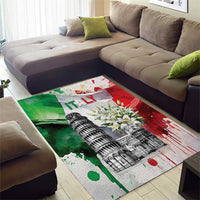 Italy Pisa Tower Area Rug White Lily With Flag Style - Wonder Print Shop