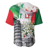 Italy Pisa Tower Baseball Jersey White Lily With Flag Style - Wonder Print Shop