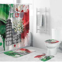 Italy Pisa Tower Bathroom Set White Lily With Flag Style - Wonder Print Shop