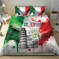 Italy Pisa Tower Bedding Set White Lily With Flag Style - Wonder Print Shop