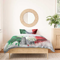 Italy Pisa Tower Bedding Set White Lily With Flag Style - Wonder Print Shop