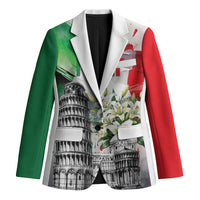 Italy Pisa Tower Blazer White Lily With Flag Style - Wonder Print Shop