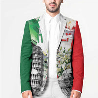 Italy Pisa Tower Blazer White Lily With Flag Style - Wonder Print Shop