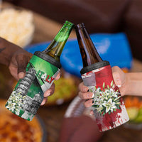 Italy Pisa Tower 4 in 1 Can Cooler Tumbler White Lily With Flag Style - Wonder Print Shop