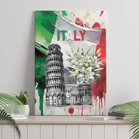 Italy Pisa Tower Canvas Wall Art White Lily With Flag Style - Wonder Print Shop