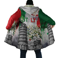 Italy Pisa Tower Cloak White Lily With Flag Style - Wonder Print Shop