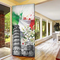 Italy Pisa Tower Door Cover White Lily With Flag Style - Wonder Print Shop